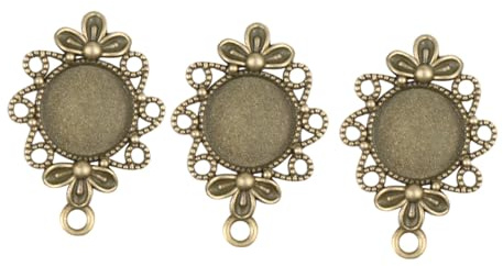 RUNROTOO Charms per Collane e Bracciali Fai da Te in Lega di Zinco, Forma Ovale Base a Fiore, 10 Pezzi, Facili da Infilare per Gioielli Personalizzati