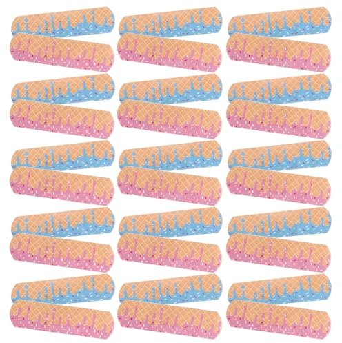 MAGICLULU 60pcs Waterproof Mini Adhesive Bandages with Cute Ice Cream Drip Pattern Soft Non-Woven Fabric Strips for Everyday Wound Care, Breathable and Flexible Protection for School