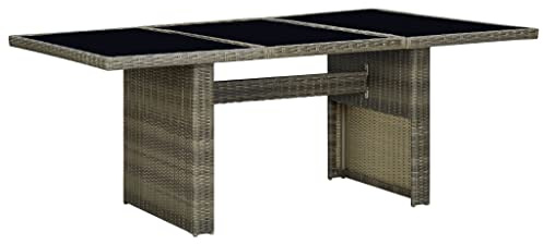 Zeehear Trädgårdsbord brunt poly rotting med hård glasplatta 200 x 100 x 74 cm, väderbeständigt stabilt för trädgård terrass balkong utomhus som matbord loungebord förvaringsutrymme