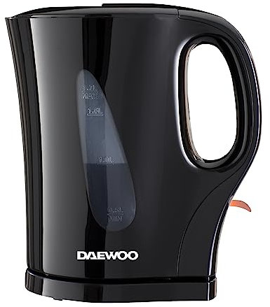 Daewoo Essentials 1.7L Fast Boil Electric Kettle – Black Plastic Cordless Jug with Auto Shut-Off & Boil-Dry Protection, Compact, Easy to Use & Clean