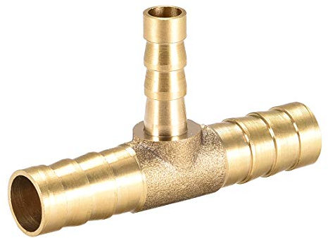sourcing map 10mm X 6mm X 10mm Brass Hose Reducer Barb Fitting Tee T-Shaped 3 Way Barbed Connector Air Water Fuel Gas
