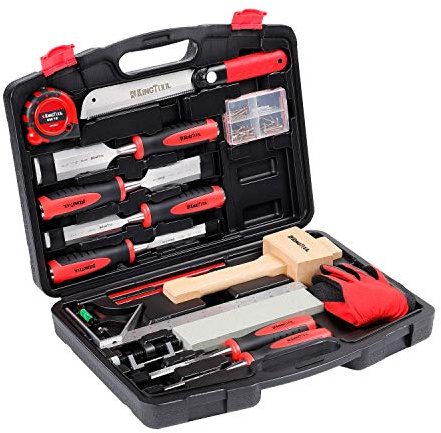 KingTool 87 Pc. Advanced Wood Chisel Set with Storage Case Including Superior Chisels | Heat-Treated Cr-V Alloy Blades Premium Chisel Set for Carpentry Craftsman
