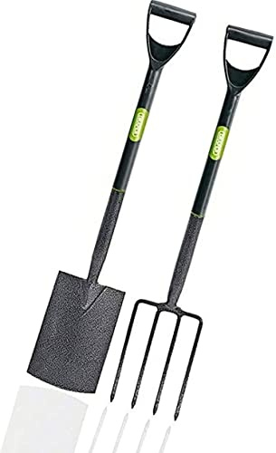 tradefirst Carbon Steel Garden Fork And Spade Set With Tilted Plastic Handle, Garden Fork And Spade Heavy Duty, Garden Spade And Fork Set , Garden Tool Set_(102.5Lx 21.5W x 14.5H )