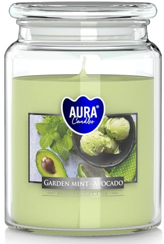 Candela profumata a forma di menta da giardino, avocado con coperchio, candele profumate in vetro, candele esthetic – Candela in vetro Candles Aesthetic – Candele in vetro