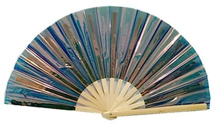 Yurosiay Große Handfächer Bambus 33cm Bunt Laser Faltfächer Glitzer Party Fächer PVC Faltfächer Fotografie Tanzfächer Tai Chi Fächer Faltbarer Handfächer für Geschenke Performance Grau