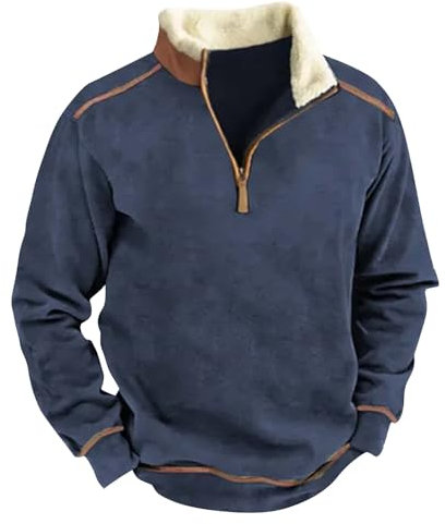 KONG JIMFAN Industrie Jacken Sweatshirt Mit Kapuze Jackets for Men Herren Jogginganzüge Longsleeve Schwarz Herren Schößchen Oberteil Langarm Pulli Flieder Gemusterte Tunika(Navy,3XL)