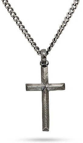 Kreuz-Halskette für Herren, schwarz, oxidiertes Silber 925, Geburtstag, Freund, Geschenk für Ihn, Ehemann, Vatertag, Schmuckgeschenk – kostenlose Personalisierung