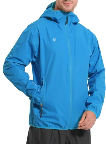 KUTOOK Giacca Impermeabile Uomo Giacca Antipioggia Giacche Pioggia Antivento Ciclismo Sportivo Catarifrangente Traspirante per Running Corsa Trekking Ciclismo e Vita Quotidiana