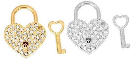 Hoement 2sätze Herzvorhangschlösser Mit Schlüssel Zinklegierung Kleine Schlösser Filigranes Strass-design Robust Und Langlebig Für Koffer Terminkalender Und Schränke