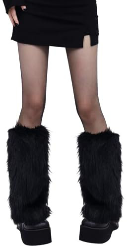 Pelz-Beinstulpen, flauschige Beinstulpen aus Kunstfell, Beinstulpen für Damen, pelzige Beinstulpen, 80er-Jahre, Damen-Fell, lange Stiefelstulpen, Abdeckung für Winter, warme Kleidung, y2k
