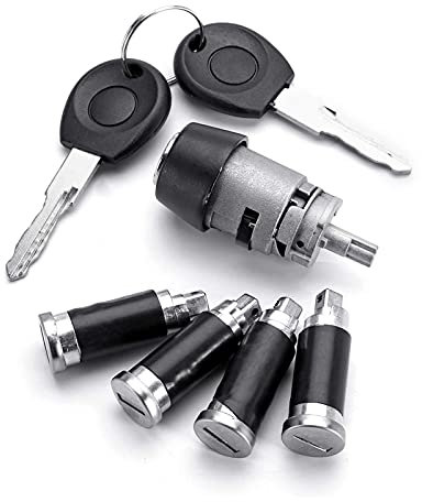 MKVAXR Zündschloss und Türschlosszylinder-Set, 2 Schlüssel, for VW, Caravelle T4 1990–2003 Transporter Türgriff-Schloss-Kit