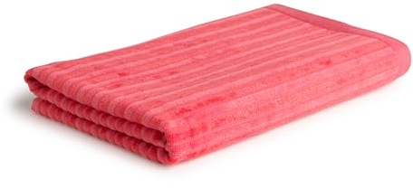 Möve Monochrome Stripes Velours Duschtuch 67 x 140 cm aus 80% Baumwolle/ 20% Viskose aus Bambus-Zellstoff, Coral