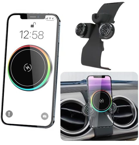 LUNQIN Car Magnetic Phone Mount for Ford Mustang 2015 2016 2017 2018 2019 2020 2021 2022 2023 Auto Interior Accessories Best Cellphone Holder Fast 15W Wireless Charger Cell Phones Charging Stand