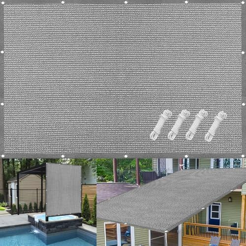 Cortina cortavientos para balcón, 65 x 570 cm, duradera, con ojales y lazo, ajuste personalizado para jardín y terraza, color gris claro, protección al aire libre