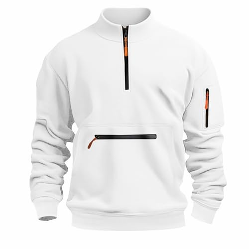 Giacca da lavoro da uomo in cotone - Blu da lavoro da uomo Elastica Felpa senza cappuccio Cotone Casual Tuta da lavoro Serraggio e Traspirante Giacca Sportiva Mezza Chiusura