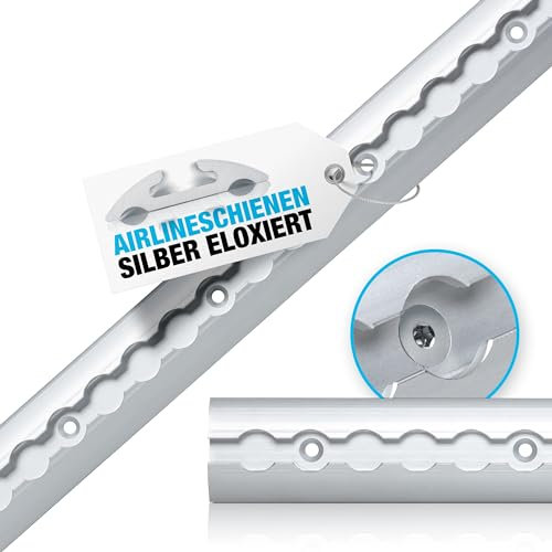 NTG Alu Airlineschiene 1975mm halbrund -TÜV Zertifiziert- m. Bohrungen - Ladungssicherung | Zurrschiene | Zurrleiste | LKWs, Wohnmobile, Transporter u. Anhänger | Silber eloxiert