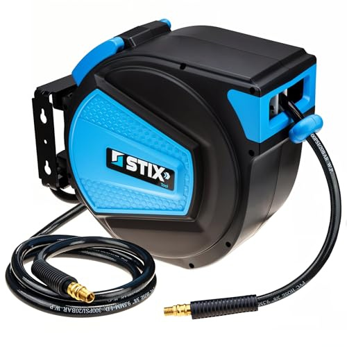 Tryckluftsslang rulle 20 m 1/4 tum slang PVC slangtrumma automatisk slangrulle
