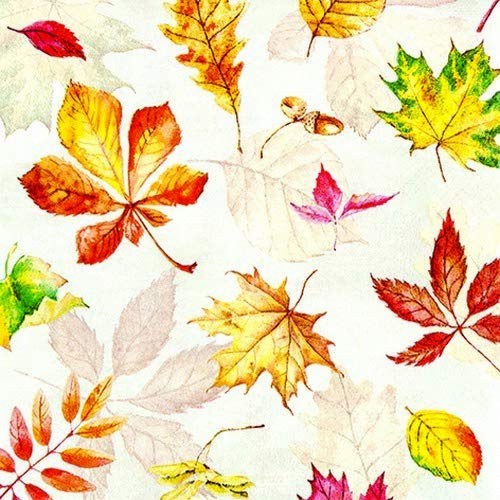 20 Servietten Verstreute Herbstblätter als Tischdeko für den Herbst 33x33cm
