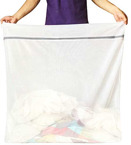 Runtoo 36 x 36 inches Extra Large Laundry Bag Delicates Wash Bags Camp Travel Heavy Duty Zipper Big Net Sweater Curtain Bedding Robes Blanket Jumbo Toys Organizer (Fine)