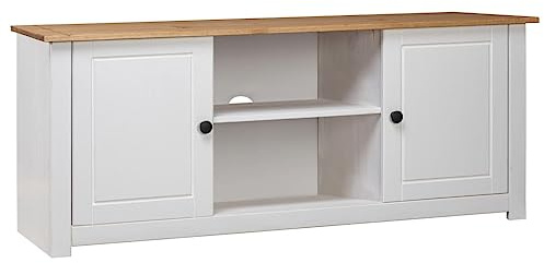 vidaXL Massivholz Panama-Kiefer TV Schrank Lowboard TV Möbel Board Fernsehtisch Fernsehschrank HiFi-Schrank Sideboard Weiß 120x40x50cm