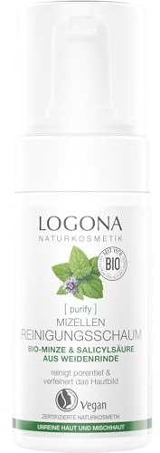 Logona Purify Mizellar-Reinigungsschaum, Bio-Minze und Salicylsäure aus Weidenrinde