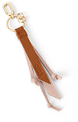 Audi 3182100200 Schlüsselanhänger Damen Leder Schlüsselring Schlüsselband Anhänger, braun/rosé