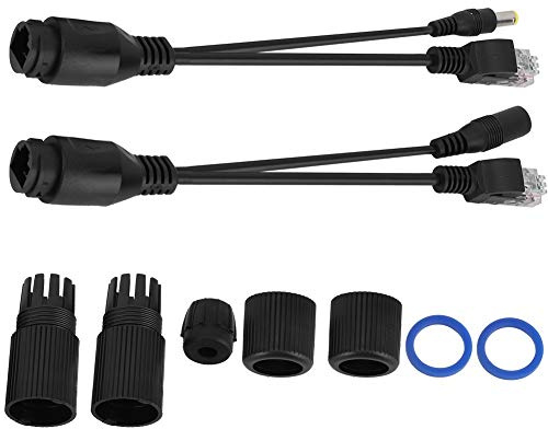 Cavo Sdoppiatore Poe, Sdoppiatore Ethernet, Power Line Ethernet Wifi, 2 Impermeabile Iniettore Splitter Router Ingresso Adattatore Alimentazione 12V Ethernet Passivo Connettore Telecamera Sicurezza IP