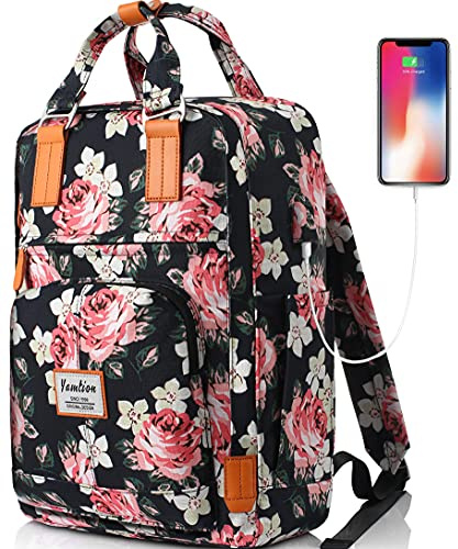 YAMTION 17 Pouces Femmes Sac à Dos Sac Scolaire Sac Filles Sac d'École Sac Ordinateur Portable pour Université École Secondaire Affaires