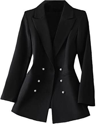 keusyoi Herbst Langarm Blazer Outwear Damen Pink Knopfleiste Jacke Damen Büro Blazer Arbeitsanzug, Schwarz , 36