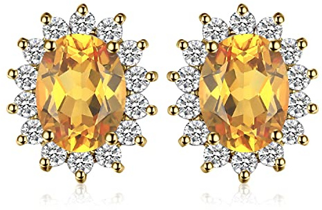 JewelryPalace Prinzessin Diana Kate Middleton Edelstein Amethyst Citrin Granat Peridot Topaz Saphir Rubin Smaragd Ohrstecker Silber 925 Damen, Schmuck Set Frauen, Ohrringe Silber Mädchen Rosegold Gold