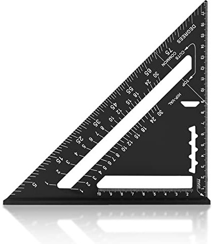 Senbaler 7 inch Carpenters Speed Square Metric,Roofing Rafter Square, Thickened Aluminum Alloy Triangle Ruler Protractor,Layout Tool Kit for Builders Joiners