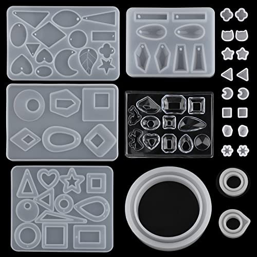 EPODA Silikonform Schmuck Set, Epoxidharz Formen Schmuck, Silikonformen Epoxidharz Für Schmuckherstellung Anhänger Halskette Ohrringe Dekoration