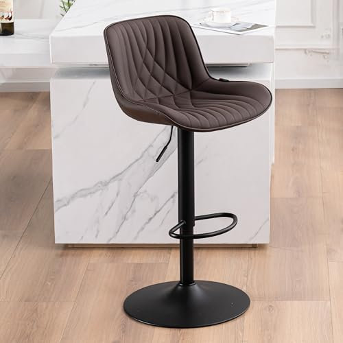 YOUTASTE 1er Barhocker, Drehbar Barstuhl mit Lehne, Höhenverstellbar aus PU-Leder, 360° Drehstuhl, Moderner Bar Hocker Küchenhocker Bar Stool, Braune