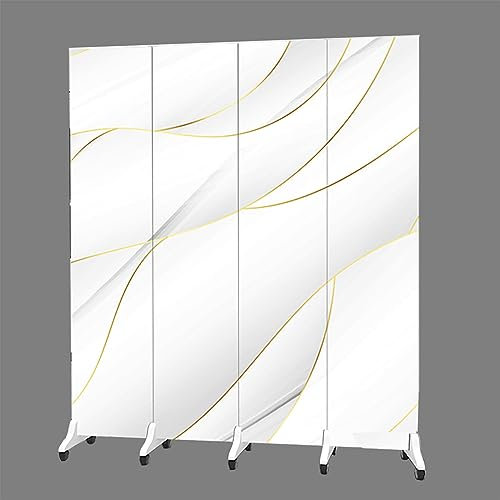 YLLFFLL Commercial Folding Partition Room Divider On Wheels, Dividers Freestanding 3 4 5 6 Panels, Portable Privacy Screen for Office/Studio/Lobbies (Color : Tall 150cm/4.9ft, Size : 4 Panel)