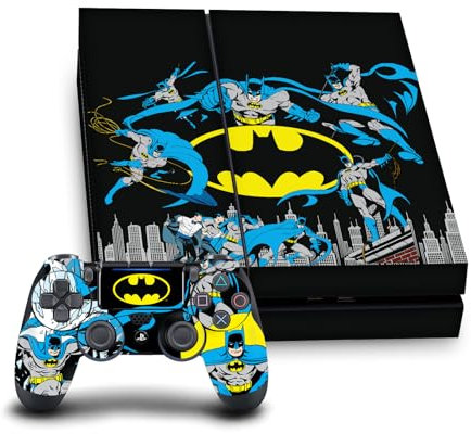 Head Case Designs Officially Licensed Batman DC Comics Classic Logos And Comic Book Vinyl Sticker Gaming Skin Decal Compatible With Sony PlayStation 4 PS4 Console and DualShock 4 Controller Bundle