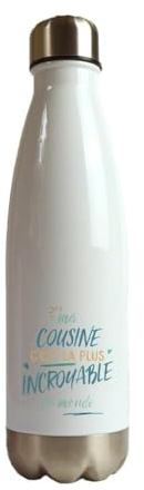 CADEAUX.COM - Gourde Cousine la Plus... - Cadeau Personnalisable - Gourde Isotherme Personnalisée - 500ml - Bouteille Thermos avec Message - Idée Cadeau Original- Cadeau Femme