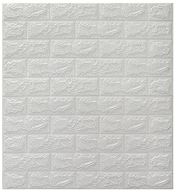 Petyoung Lot de 30 panneaux muraux en forme de brique 3D à coller et à décoller - En mousse synthétique imperméable - Pour chambre à coucher, salon - Blanc