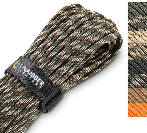 Unaibber Paracord 4mm,Paracord 550 (40M) Schnüre Seil 7 Kern-Strängen,Nylonseil Paracord aus reißfestem 100% Nylon Paracord hält bis zu 250kg für Survival Camping (Braunes Getarnt)