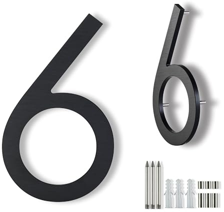 Numéros de maison modernes pour l'extérieur - 20 cm - Grands numéros de maison en métal pour l'extérieur - Numéros pour adresse de maison - Noir mat - Flottants - Vertical et horizontal -numéros 6/9