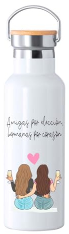 Botella de agua termica con frase o estampado, botella regalo, botella reyes magos, regalo profesores, regalo enfermeros, amigo invisible, botella para café (BOTELLA TERMICA AMIGAS)