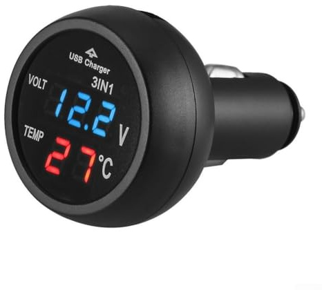 Gbtdoface LED Digital Car Voltmeter - 12V/24V, Vehicle for battery Tester for Auto, Truck, Motorcycle (Blue Red)