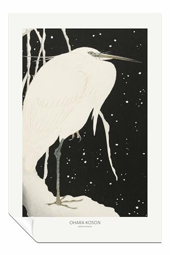 Panther Print Poster Reiher im Schnee, ungerahmt, Bilder für Wände, Schlafzimmer, Wohnzimmer und Badezimmer, 46 x 31 cm