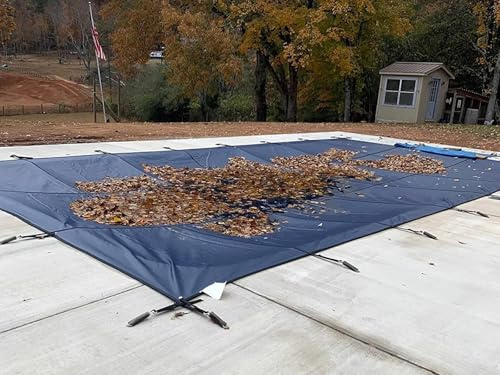 Cobertor Funda Piscina Invierno Cubierta Ovalada Para Piscina De Invierno, Cubierta Rectangular Para Piscina Enterrada/ Cubierta De Red De Hojas Para Cubierta De Madera/ Piso De Concreto, Azul(5.5x12m