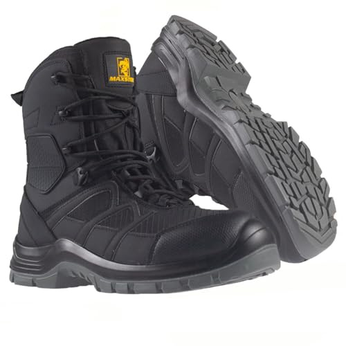 Mens Lightweight Tactical Lace Up Army Patrol Combat Boots Security Police Cadet Smart Military Work Casual Walking Ankle Hiking Shoes (BLACK, UK Footwear Size System, Adult, Men, Numeric, Medium, 9)