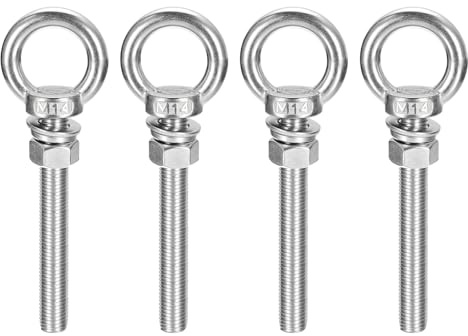 sourcing map Lot de 4 boulons à œil de levage M14 x 120 mm avec rondelle d'écrou en acier inoxydable 304 pour suspension