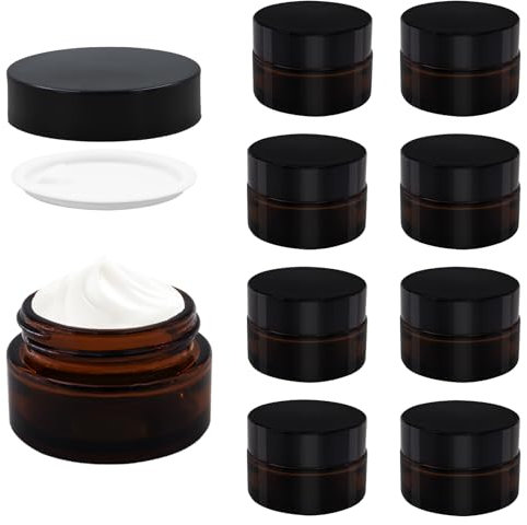 TOKSEO Barattoli ambrati per cosmetici - 9 contenitori marroni da 5 ml con coperchio e fodera