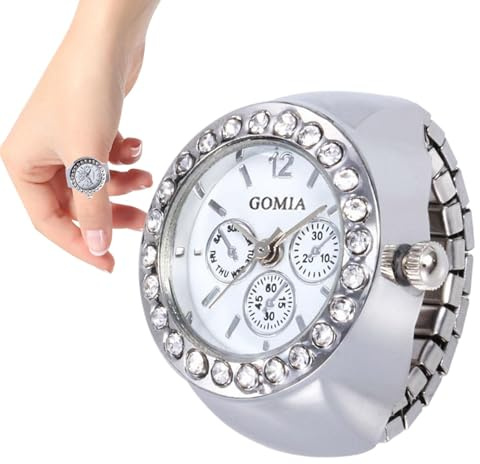 Fingeruhren für Frauen – Vintage-Uhrenring, genaues Display, Uhrenring, runder Uhrenring für Männer und Frauen, Schmuck