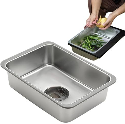 Fregadero de cocina, Fregadero de cocina pequeño,Fregadero para acampar de un tazón para exteriores de acero inoxidable - Fregadero de lavandería, fregadero de cocina portátil de granja para balcones,