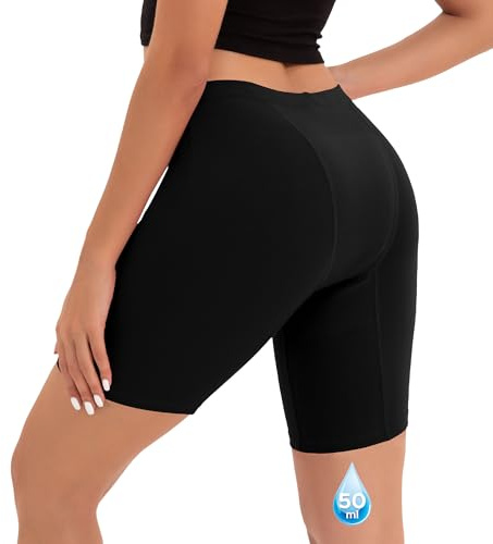 INNERSY Period Pants Heavy Flow Anti Chafing Shorts Anti-side-leaks Boxers | Leakproof Boxer Knickers, Washable Incontinence Panties, Women Cycling Boyshort Underwear, No Chub Rub for Under Dress/Skirts