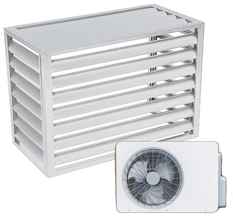 Condenser Protective Cover Aluminum Air Conditioning Cover Heat Pump Cover Outdoor Air Source Heat Pump Cover Outdoor Freestanding Louvered Space Divider Gray Louver Top(White Louver top,100x50x70cm)